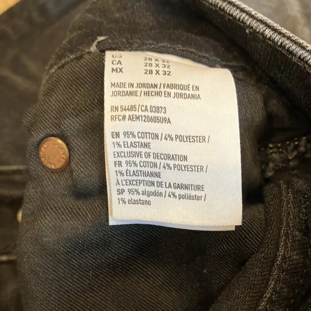 American Eagle Men's Airflex Black Distressed Slim Jeans Size 28x32